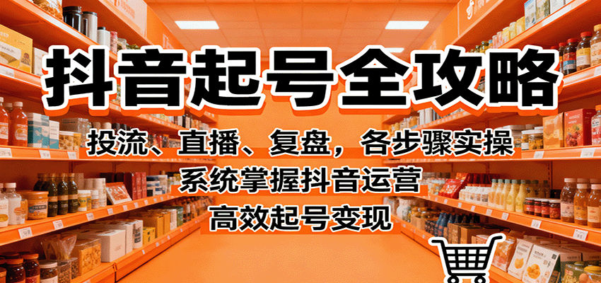 抖音起号全攻略，投流、直播、复盘，各步骤实操，系统掌握抖音运营，高效起号变现-网创资源总站