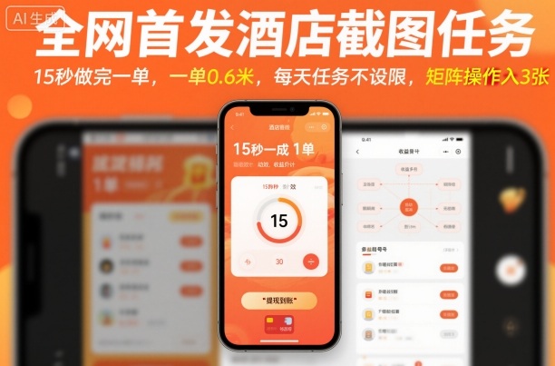 全网首发酒店截图任务，15秒做完一单，一单0.6米，每天任务不设限，矩阵操作日入3张【揭秘】-网创资源总站