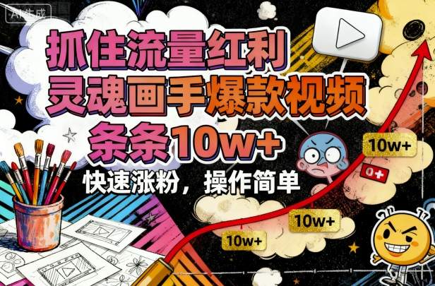 抓住流量红利，灵魂画手爆款视频，条条10w+，快速涨粉，操作简单-网创资源总站