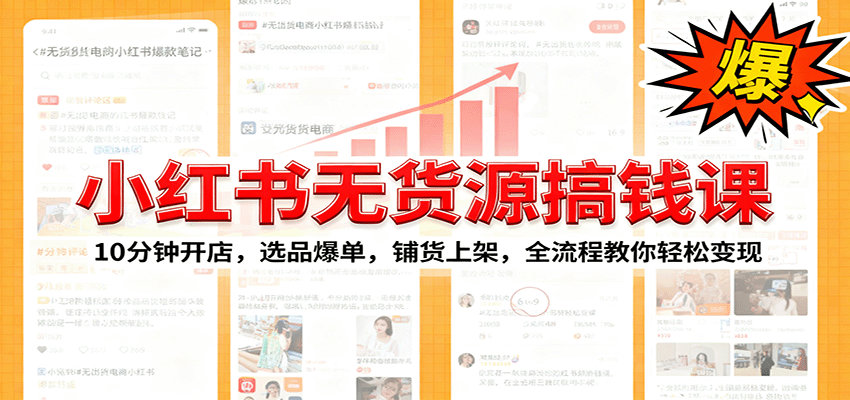 小红书无货源爆单课：10分钟开店，选品爆单，铺货上架，全流程教你轻松变现-网创资源总站