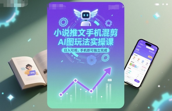 小说推文手机混剪AI图玩法实操课，日入可观，手机即可独立完成-网创资源总站