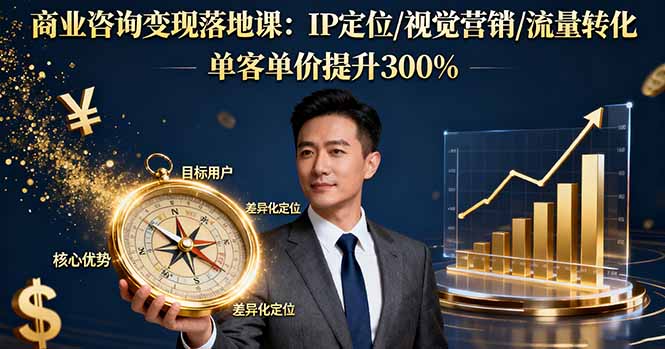 商业咨询变现落地课：IP定位/视觉营销/流量转化，单客单价提升300%-网创资源总站