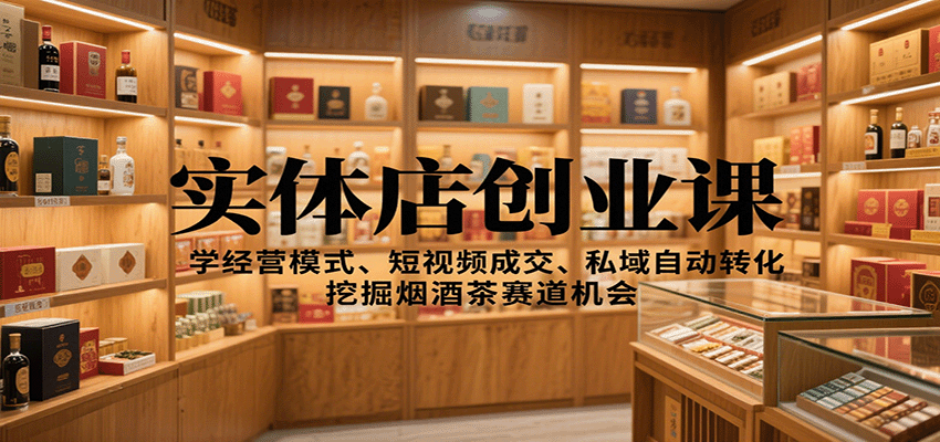 实体店创业课：学经营模式、短视频成交、私域自动转化，挖掘烟酒茶赛道机会-网创资源总站