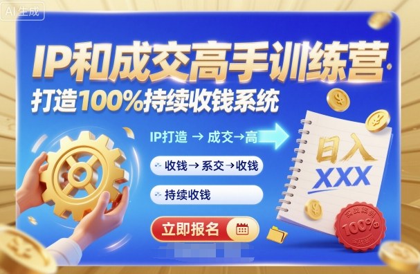 带你成为IP和成交高手的训练营，打造100%持续收钱系统-网创资源总站