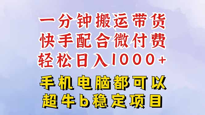 快手黑科技一分钟搬运带货，一刀不剪过原创，微付费投流玩法，轻松日入…-网创资源总站