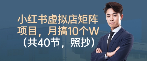 小红书虚拟店矩阵项目，照抄照做，月搞1W+(共40节)-网创资源总站
