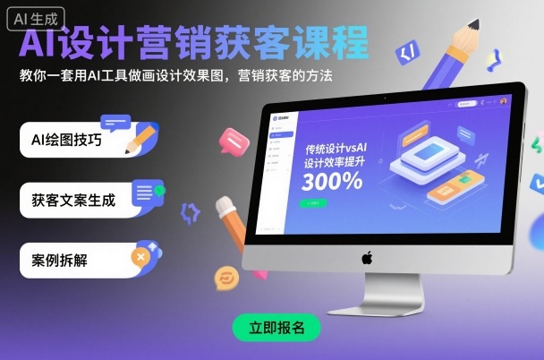 AI设计营销获客课程，教你一套用AI工具做画设计效果图，营销获客的方法-网创资源总站